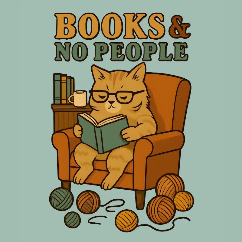 Cat reader in a comfortable armchair