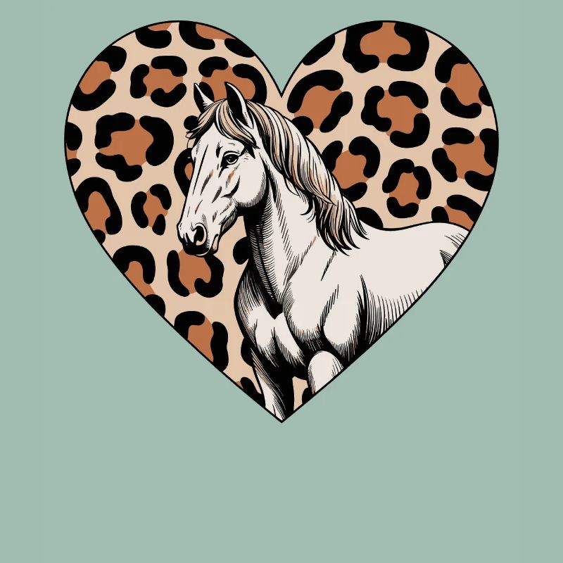 Leopard Herz mit Pferd