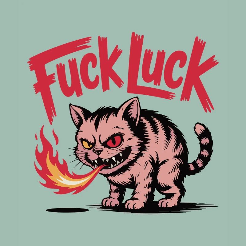 Fiery Cat with Bold Text Design