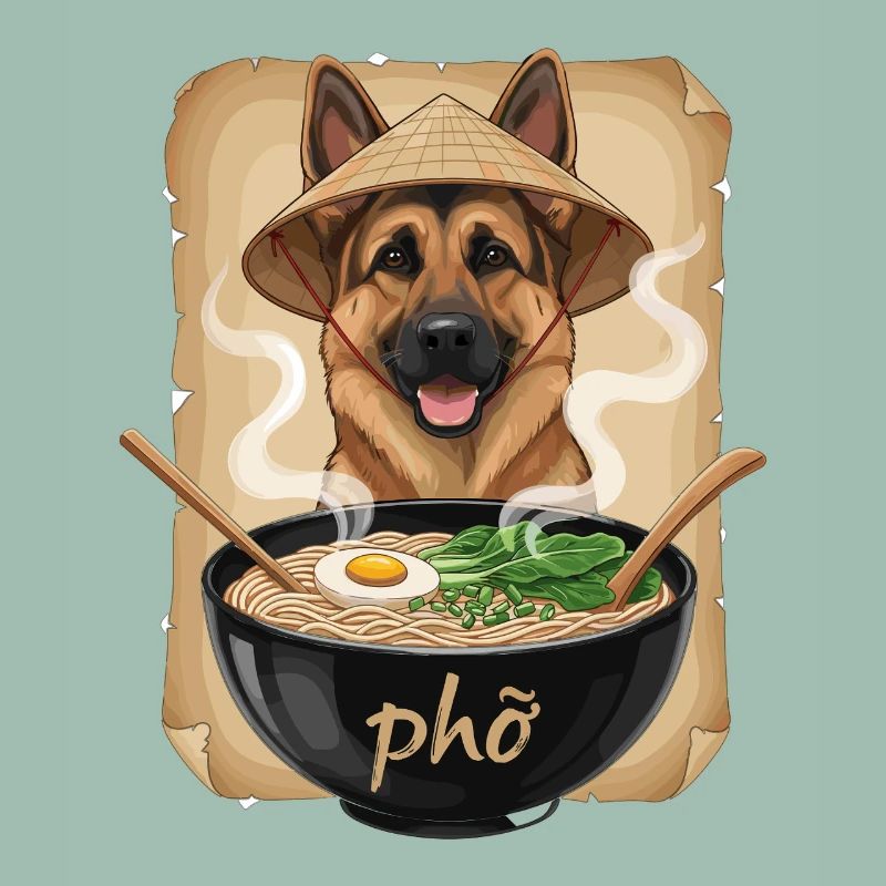 Phở Hund im Bambushut