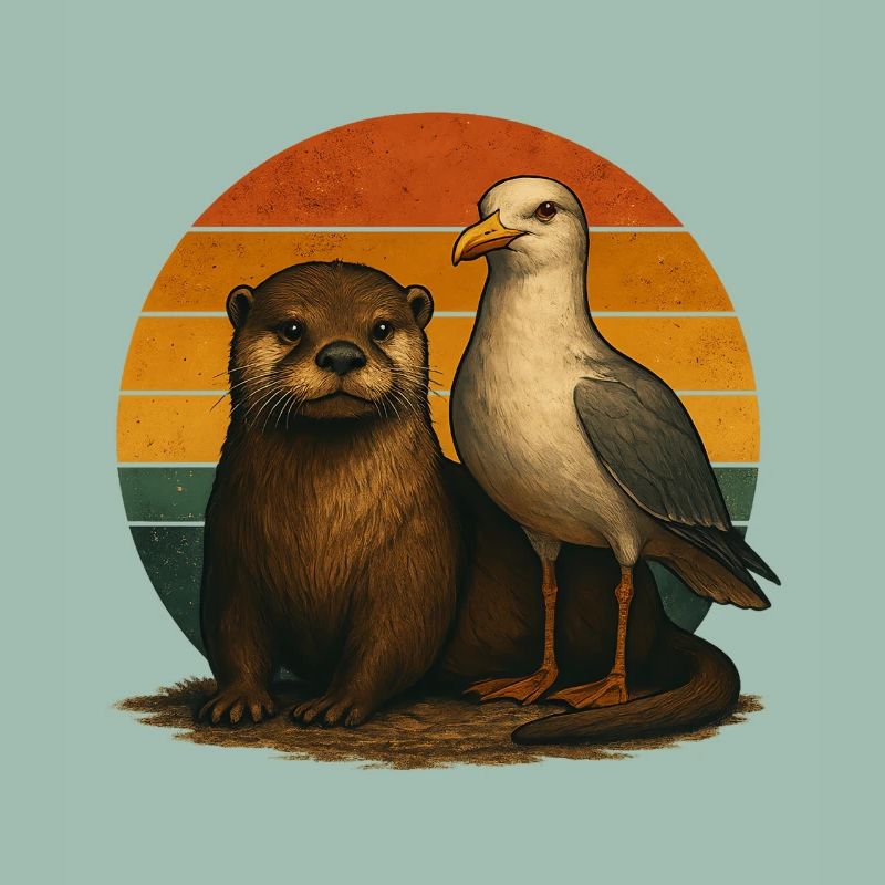 Otter Möwe Retro Tierfreunde