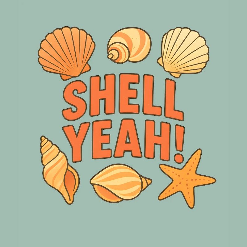 Shell yes! Seashell Beach Saying Design