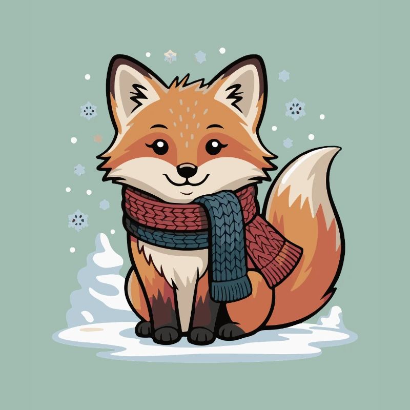 Winterfuchs mit Schal Illustration