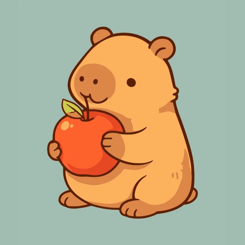 Capybara illustration with apple