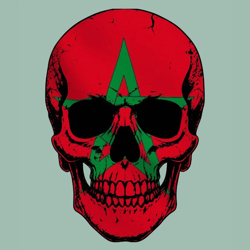 Moroccan Skull - Crâne avec le drapeau du Maroc