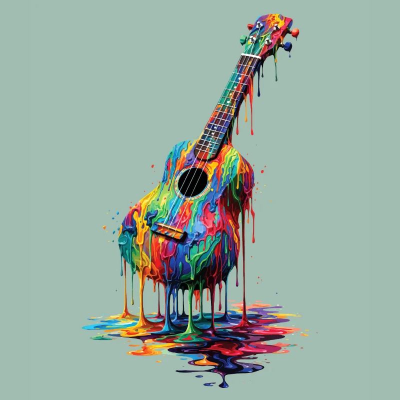 Ukulele with dripping paint