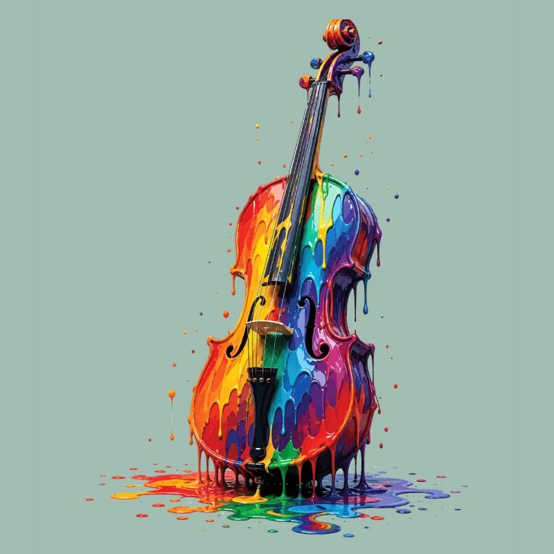 Viola with dripping paint