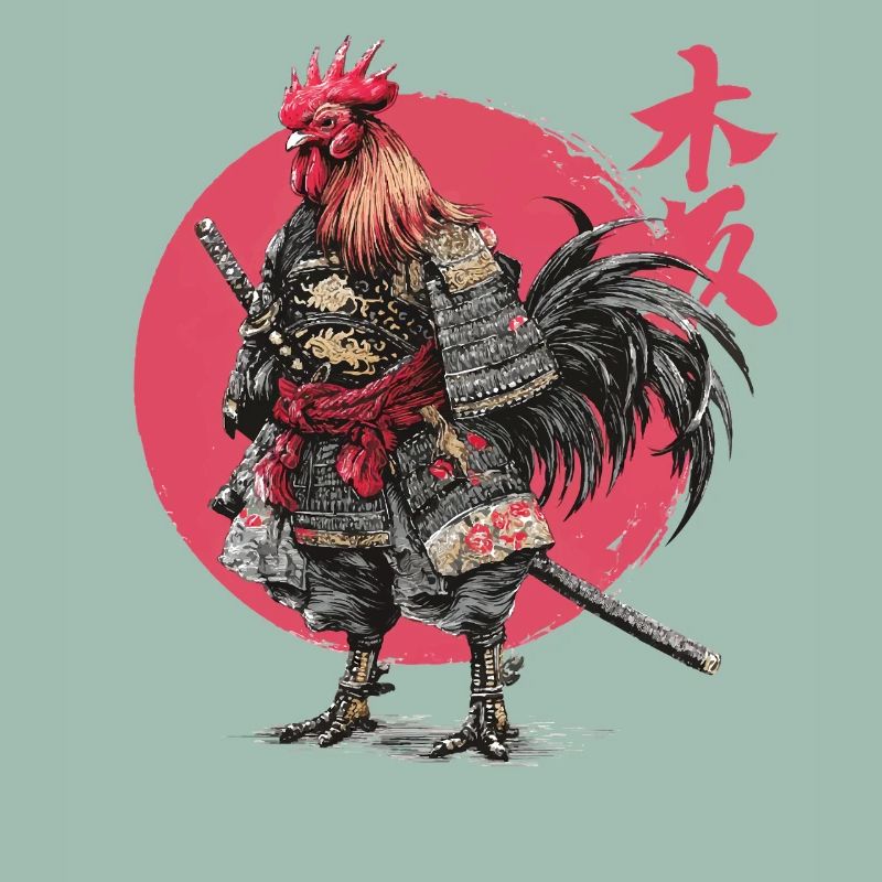 Rooster Samurai Armor Illustration