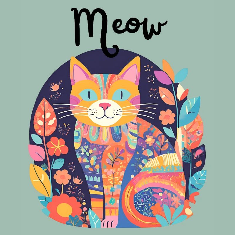 Chat coloré florilège patchwork