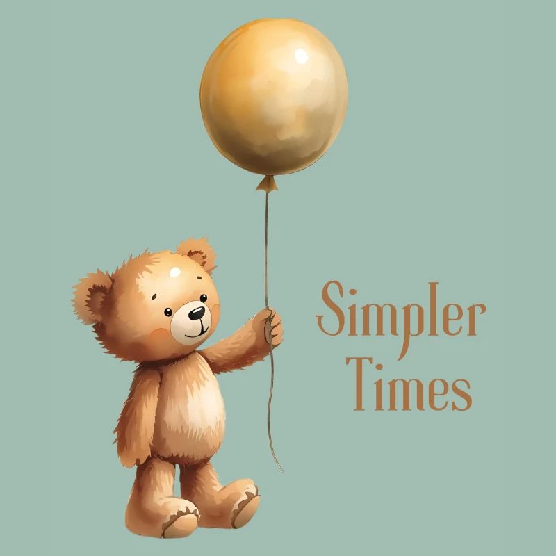 Teddy Bear with Balloon Simpler Times
