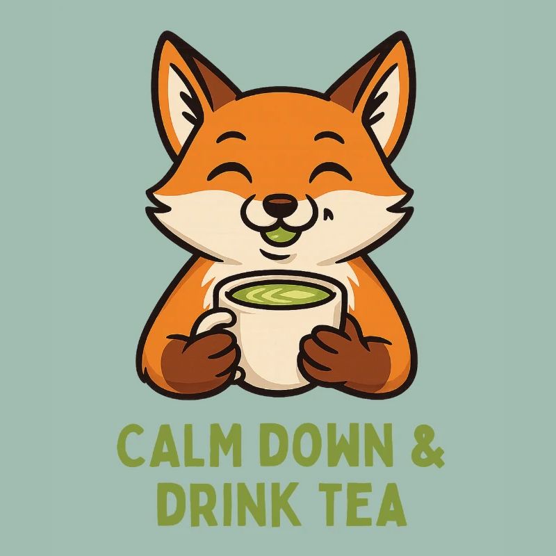 Fuchs entspannt Tee trinken
