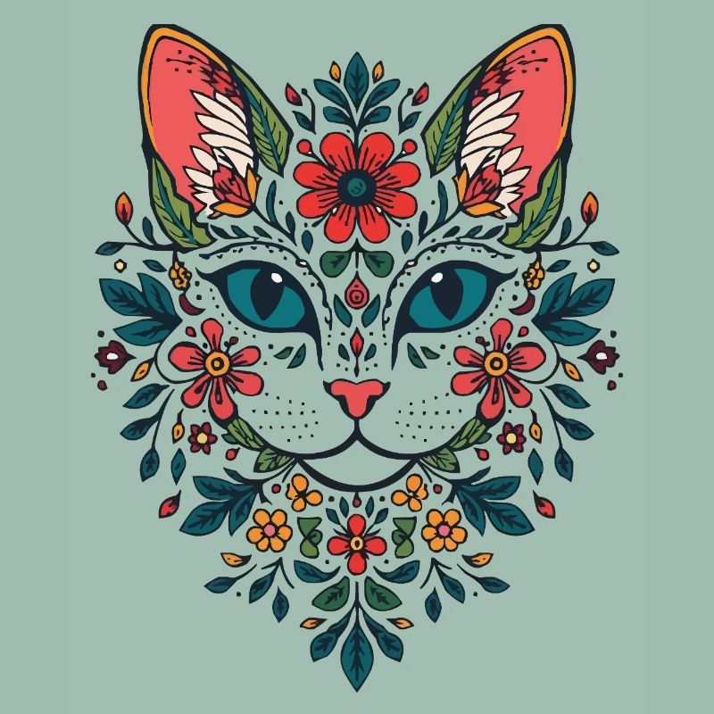Portrait du chat fleur