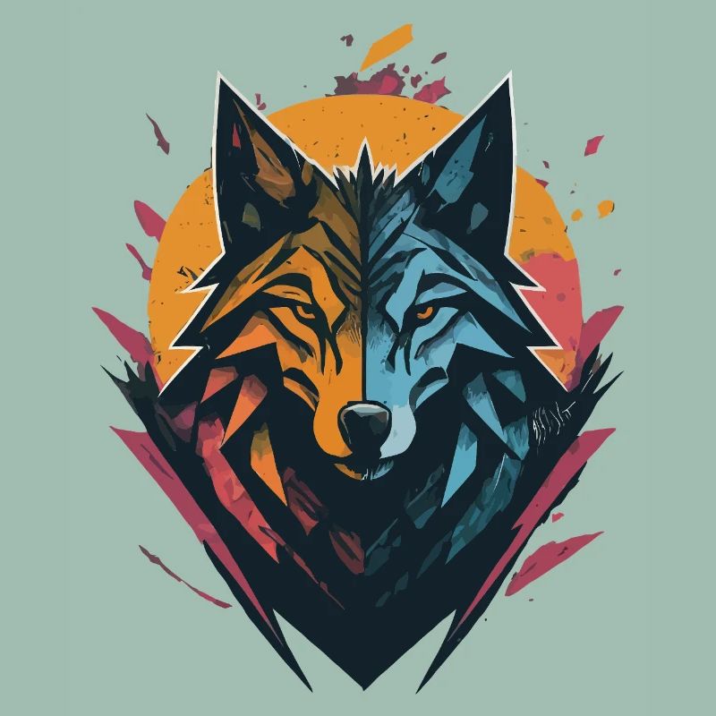 Loup double face soleil lune