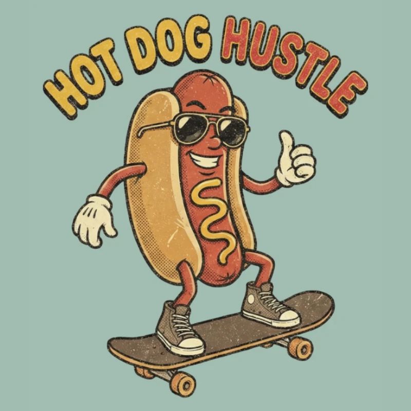 Hot Dog Hustle – Retro Comic Skateboarder
