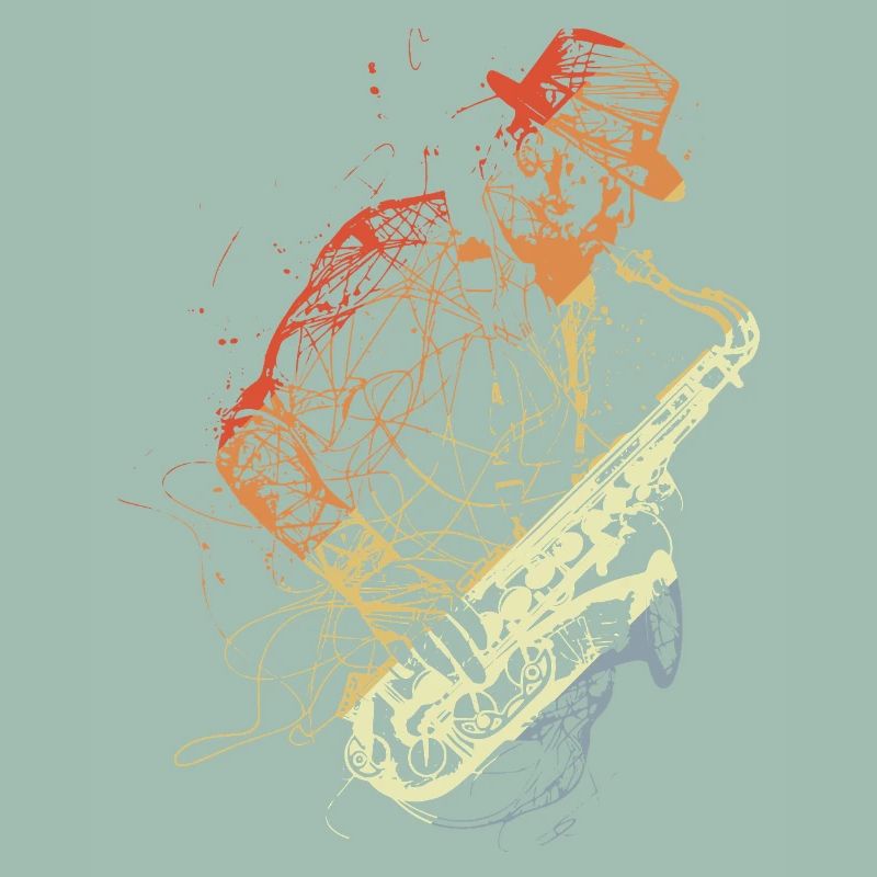 Retro Saxophone Player Drawing