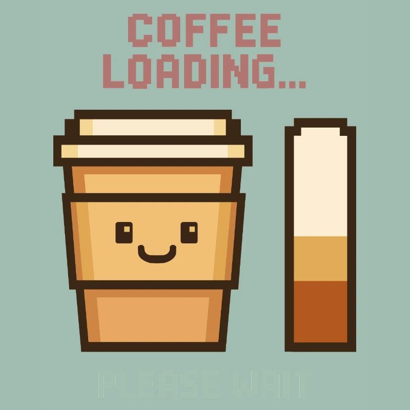 Coffee Loading Pixel Art - Morgenstart mit Charme