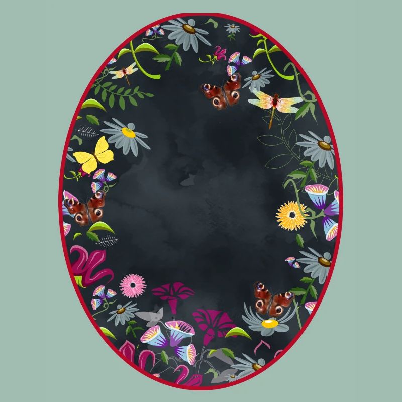 Oval Frame Garden with Black Background
