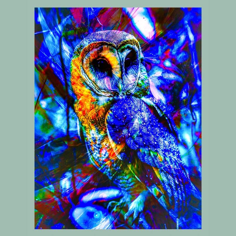 Neoneule im psychedelischen Licht