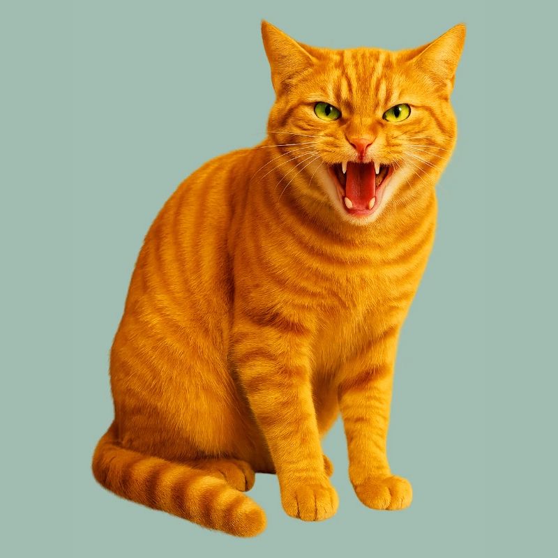Fauchende orange getigerte Katze
