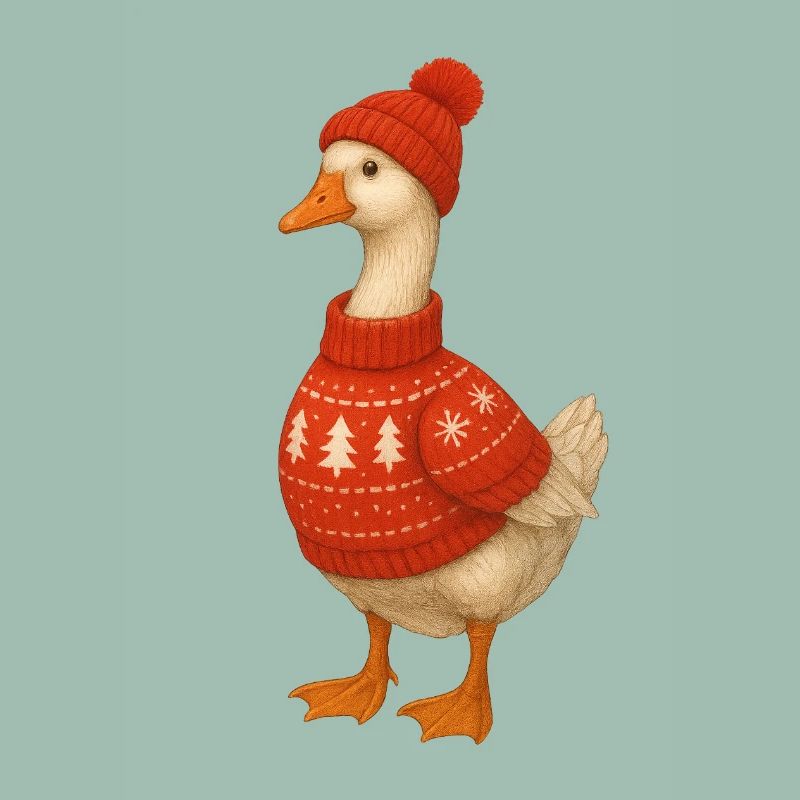 Gans im Strickpullover