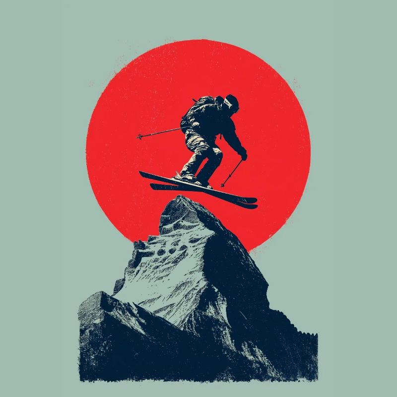 Ski jumping over rocky peaks