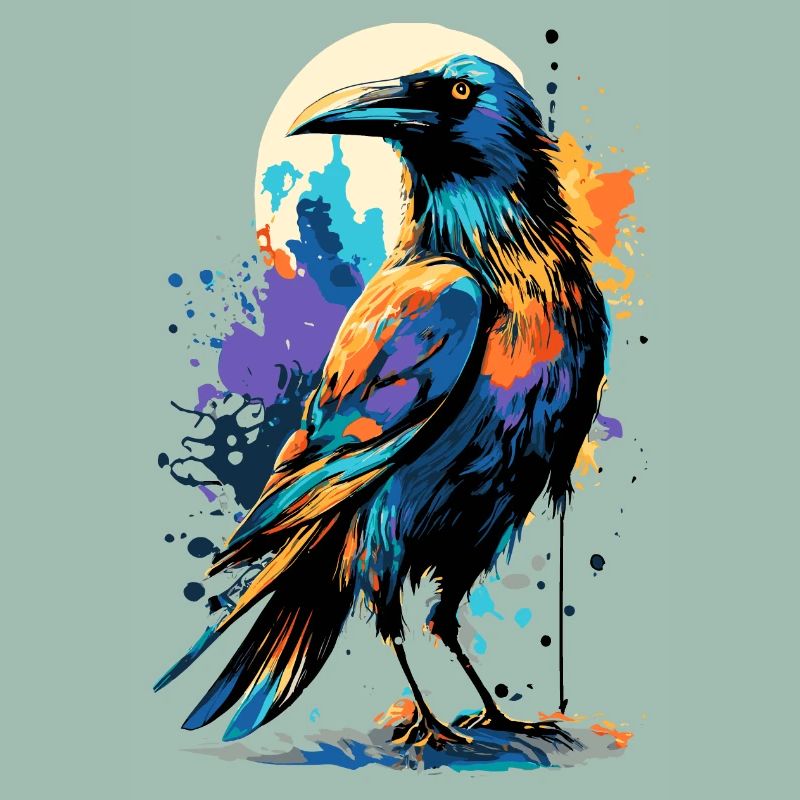 Black Raven - Crow Colorful - Ravens & Crows