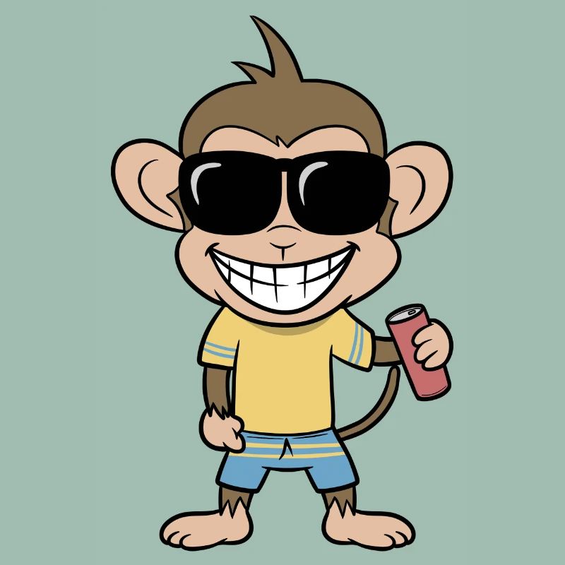 Singe des vacances avec boisson