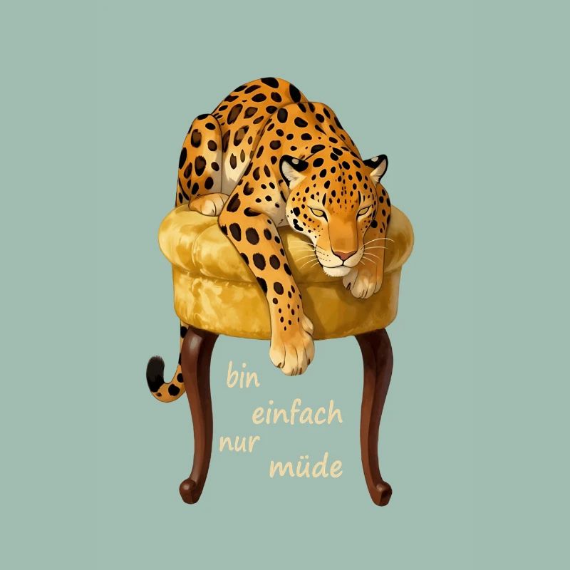 Müder Leopard auf Samtkissen