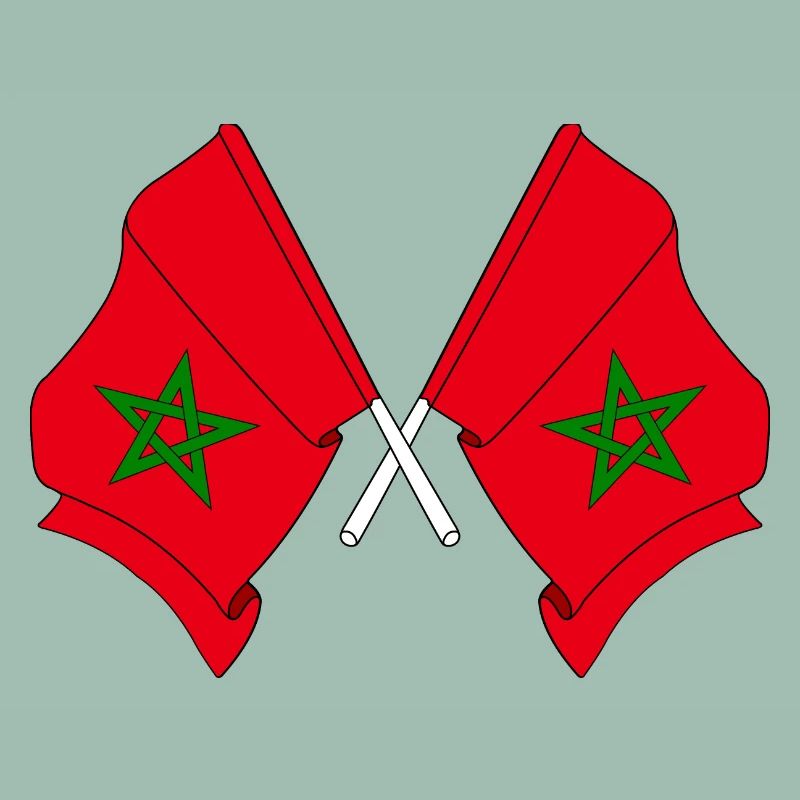 Deux drapeaux du Maroc croisés