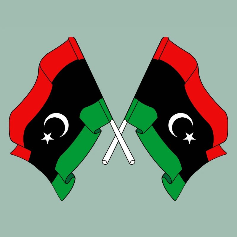 Zwei Flaggen Libyen