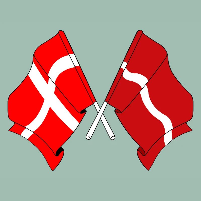 Drapeau Danemark, drapeau Lettonie