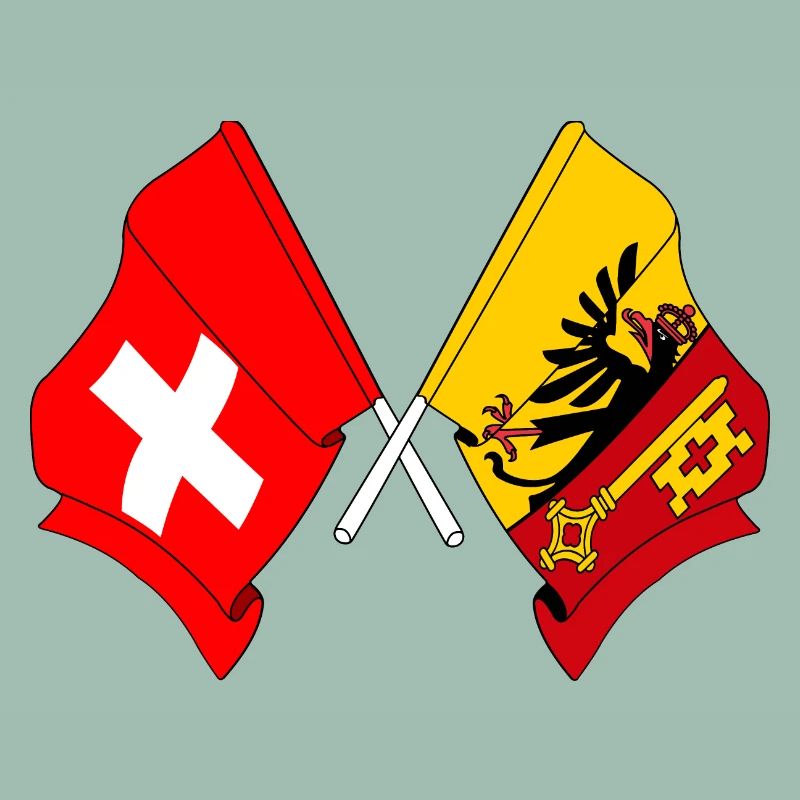 Flagge Schweiz und Flagge Kanton oder Genf