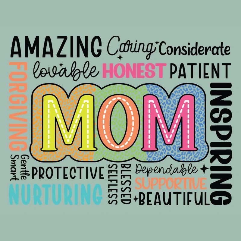 Buntes MOM Tribute Typo-Design Muttertag Geschenk
