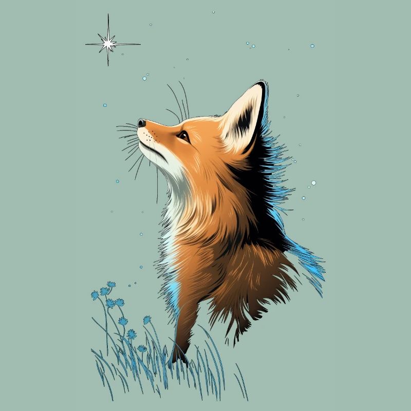 Fox with starry sky