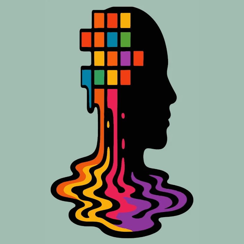 Rainbow Pixel Melt Portrait