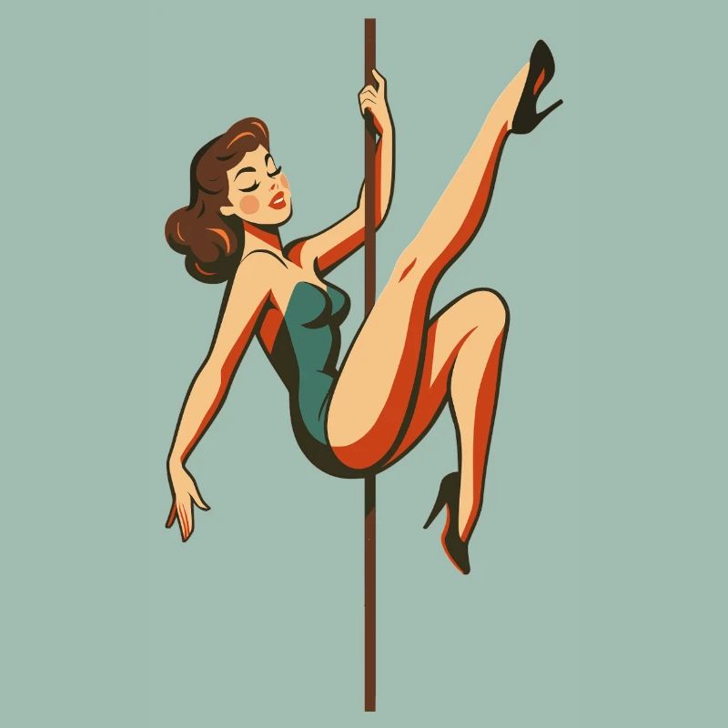 Pole Dance Pole Dancer Brunette Retro 50s Gift