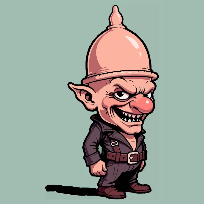 Grinsender Kobold im Helm