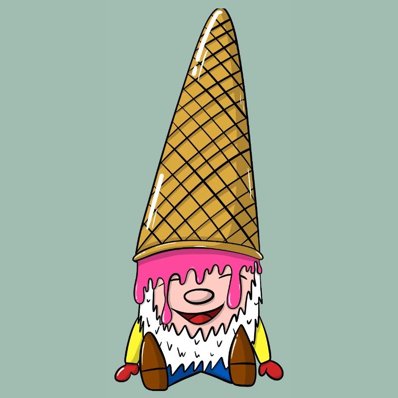 Nain avec un cornet de glace - Gnome avec une glace