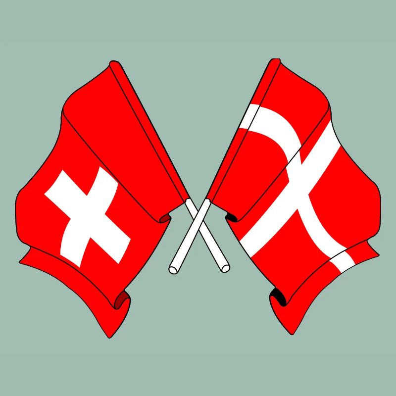 Drapeau de la Suisse et drapeau du Danemark