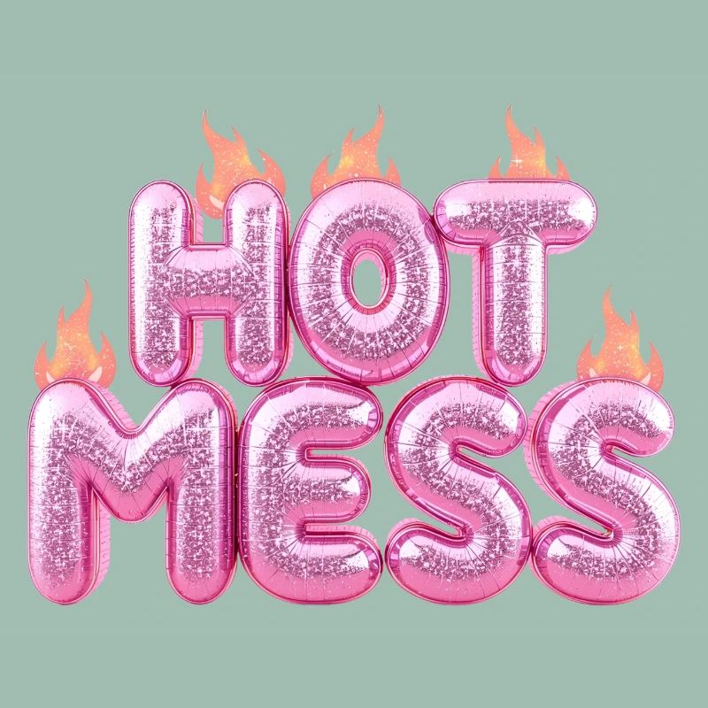 Hot Mess Pink 3D Bubble Typography