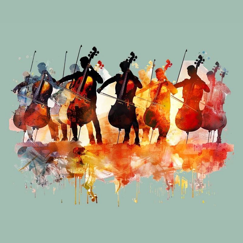 Orchestre de violoncelle abstrait à l’aquarelle