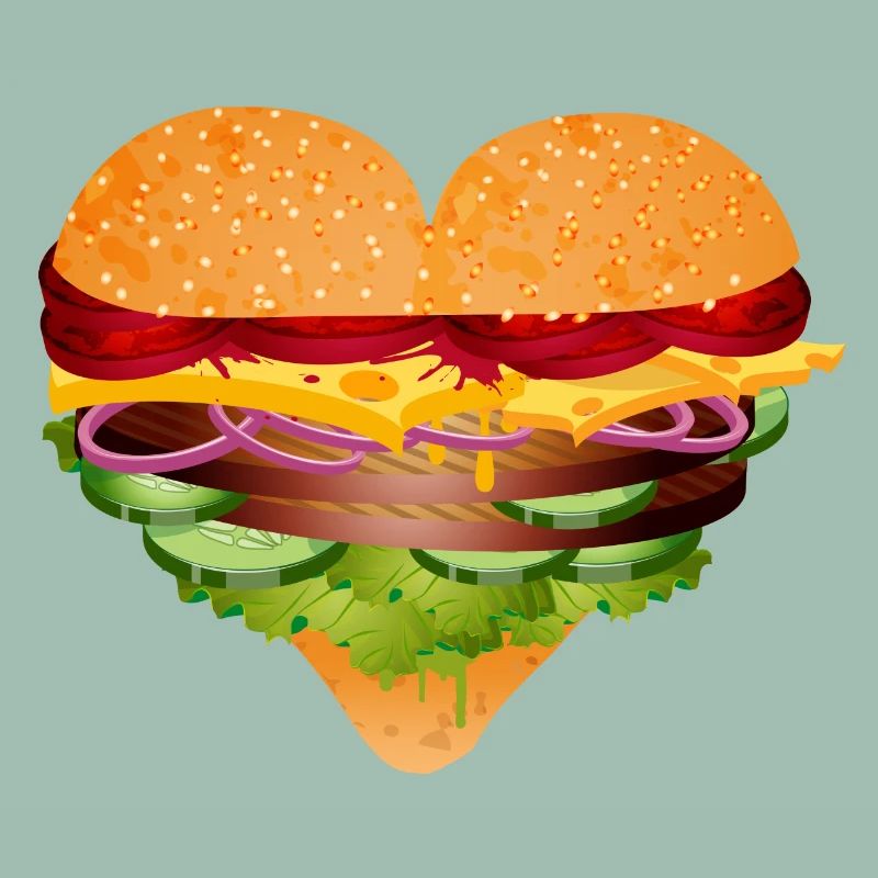 stuffed burger bun in heart shape variation