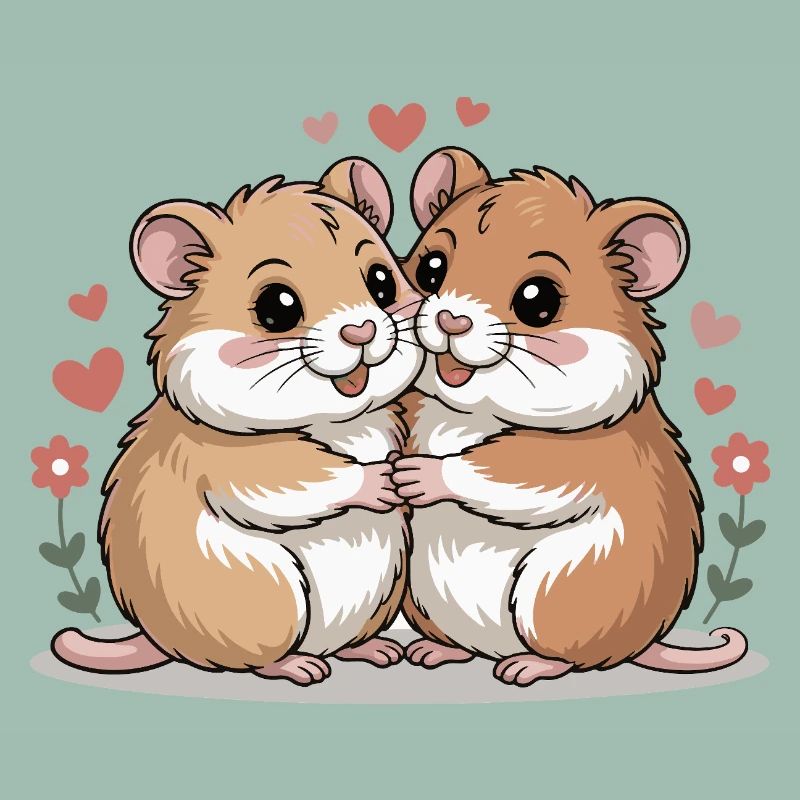 Couple de hamsters pour la Saint-Valentin