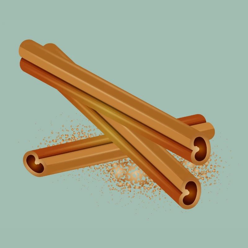 Three nice cinnamon sticks with cinnamon powder