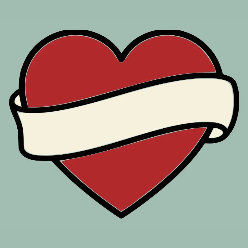 Tattoo Heart Banner Scroll Vector