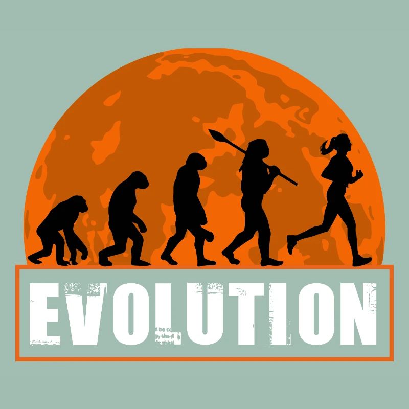 Evolution von Man Running Woman Jogger Kunst