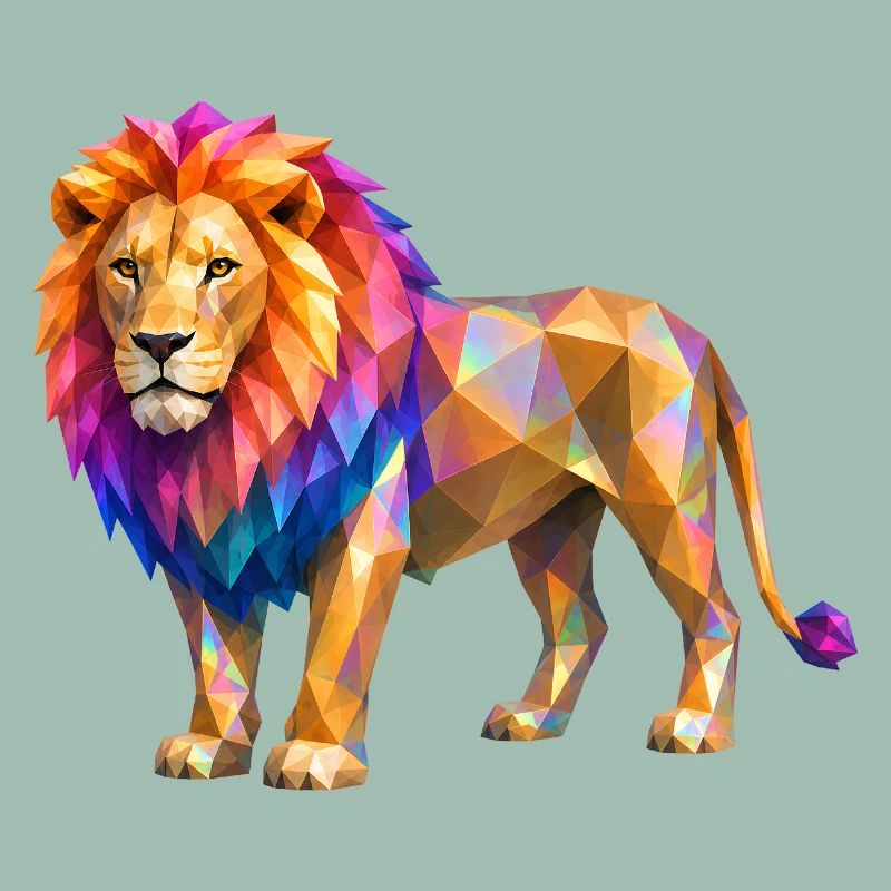 Explosion de couleur de lion polygonal
