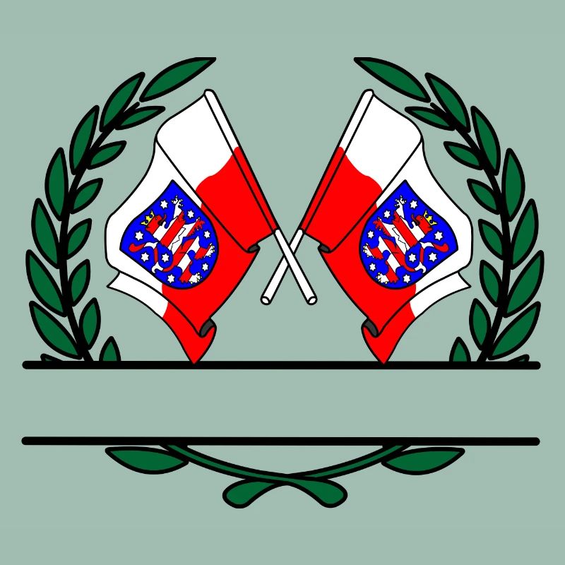 Drapeaux Thuringe couronne de laurier bannière