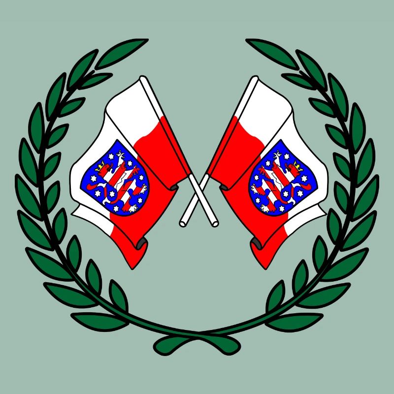 Drapeaux Thuringe couronne de laurier