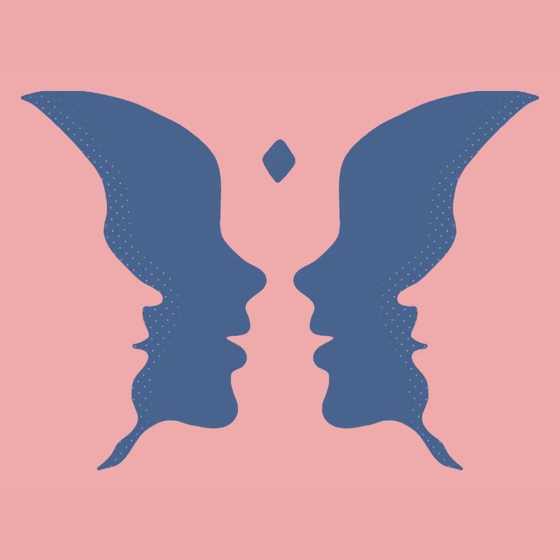 Küssende Gesichter oder ein Schmetterling